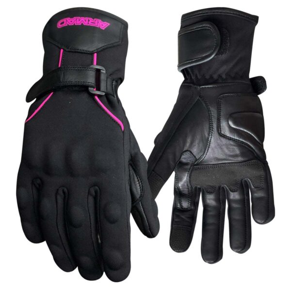 Guantes Moto Armad Gear Reya Lady mujer Touch Cuero Invierno - Imagen 3